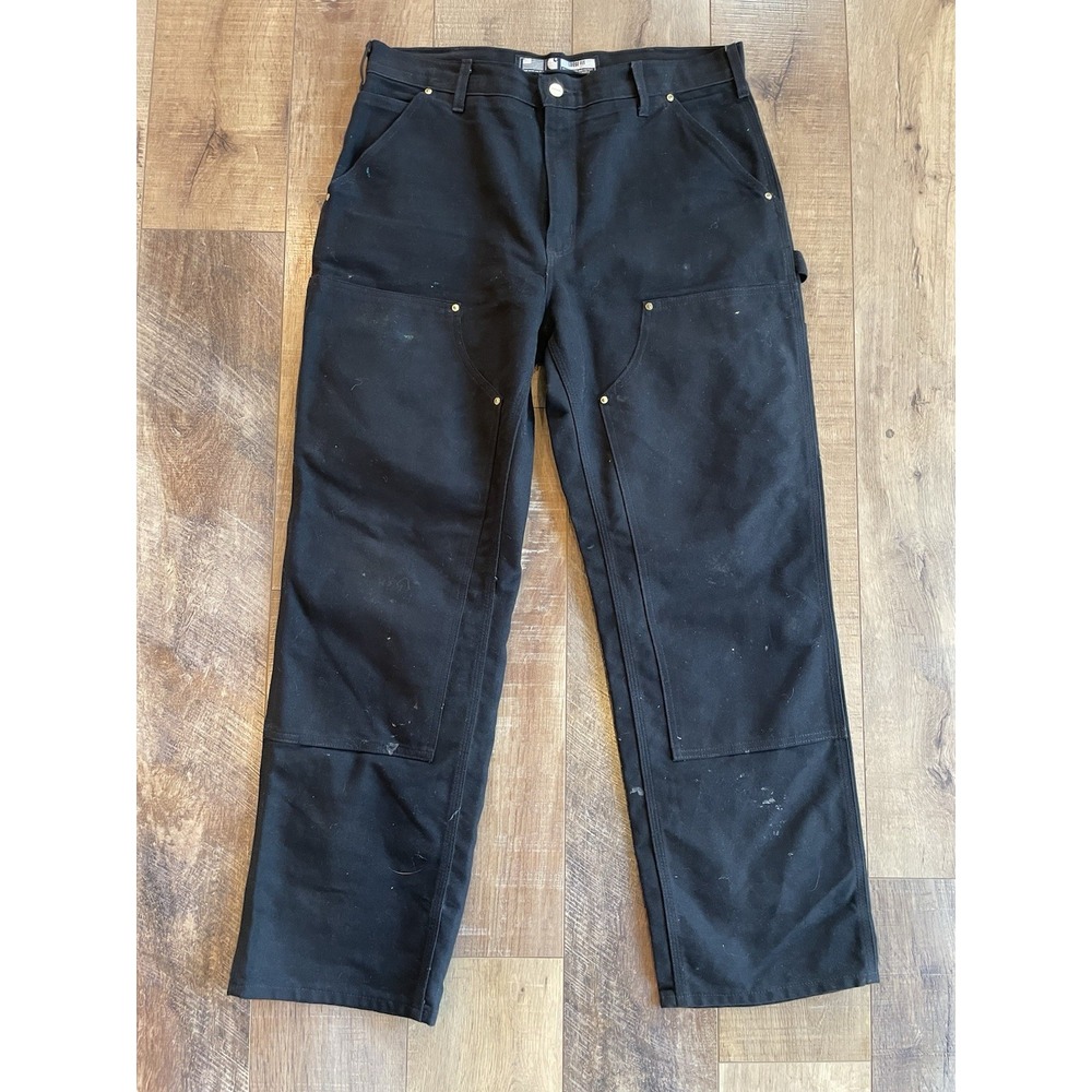 Vintage Men's Carhartt B01 BLK Double Knee Distressed Black 34x30 USA Made